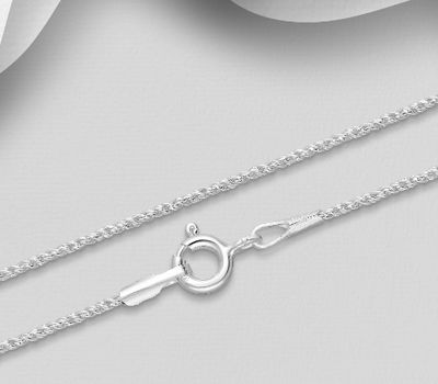 925 Sterling Silver Giotto Chain, 1 mm Wide, Made In Thailand.