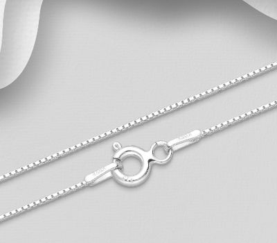 Malın səhifəsinə keç ITALIAN DELIGHT - 925 Sterling Silver Box (Venetian) Chain, 1 mm Wide, Made in Italy.