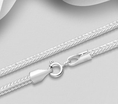 Malın səhifəsinə keç 925 Sterling Silver Fox Tail Chain, 2 mm Wide, Made In Thailand.