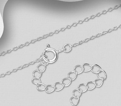 925 Sterling Silver Chain, 0.5 mm Wide, Made In Thailand
