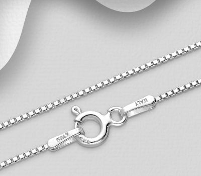 ITALIAN DELIGHT - 925 Sterling Silver Box (Venetian) Chain, 0.8 mm Wide, Made in Italy.