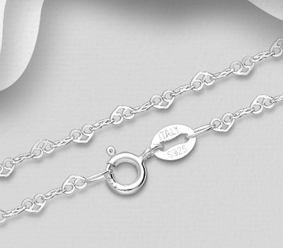 ITALIAN DELIGHT - 925 Sterling Silver Mariner Chain, 2 mm Wide, Made in Italy.