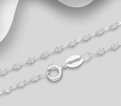 ITALIAN DELIGHT - 925 Sterling Silver Mariner Chain, 1.5 mm Wide, Made in Italy.