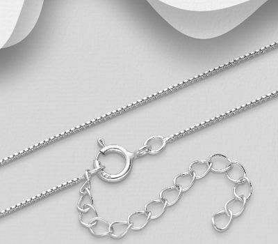 Malın səhifəsinə keç 925 Sterling Silver Chain Box (Venetian), 0.8 mm Wide.