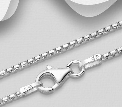 ITALIAN DELIGHT - 925 Sterling Silver Box Chain, 1.5 mm Wide, Made in Italy.