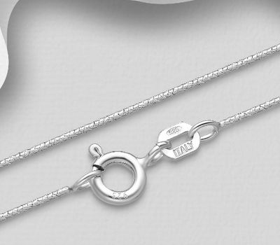 ITALIAN DELIGHT - 925 Sterling Silver Chain, 0.8 mm Wide,  Made in Italy.