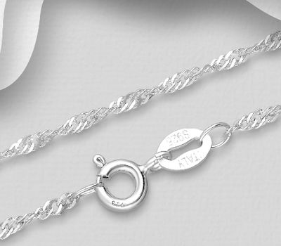 ITALIAN DELIGHT - 925 Sterling Silver Curb Chain, 1.7 mm Wide, Made in Italy.
