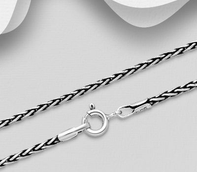 925 Sterling Silver Oxidized Chain, 1.5 mm Wide.
