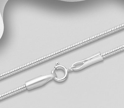 Malın səhifəsinə keç 925 Sterling Silver Snake (Round) Chain, 2.5 mm Wide, Made In Thailand.