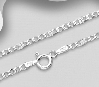 ITALIAN DELIGHT - 925 Sterling Silver Mariner Chain, 3 mm Wide, Made in Italy.