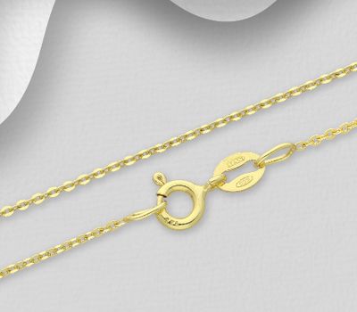 Malın səhifəsinə keç ITALIAN DELIGHT – 925 Sterling Silver Chain, Plated with 0.5 Micron 18K Yellow Gold, 1 mm Wide, Made in Italy.
