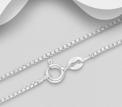 ITALIAN DELIGHT - 925 Sterling Silver Box Chain, 1.4 mm Wide, Made in Italy.