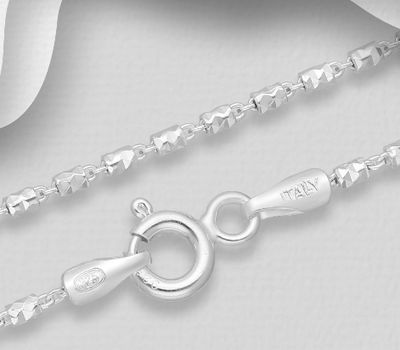 ITALIAN DELIGHT - 925 Sterling Silver Chain, 1.3 mm Wide, Made in Italy.