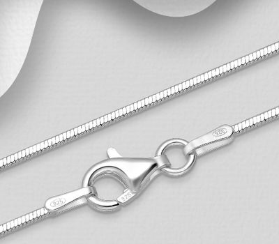ITALIAN DELIGHT - 925 Sterling Silver Square Snake Chain, 1 mm Wide, Made in Italy.