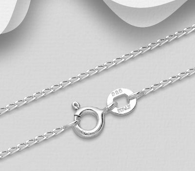 Malın səhifəsinə keç ITALIAN DELIGHT - 925 Sterling Silver Curb Chain, 1 mm Wide, Made in Italy.