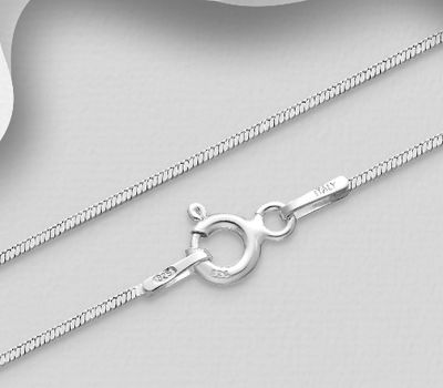 ITALIAN DELIGHT - 925 Sterling Silver Snake Chain, 0.8 mm Wide, Made in Italy.