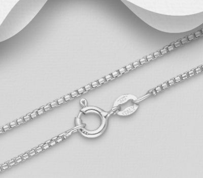 ITALIAN DELIGHT - 925 Sterling Silver Box Chain, 1.4 mm Wide, Made in Italy.