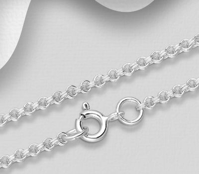 925 Sterling Silver Rollo Chain, 2 mm Wide, Made In Thailand.