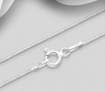 Malın səhifəsinə keç ITALIAN DELIGHT - 925 Sterling Silver Snake Chain, 0.8 mm Wide, Made in Italy.