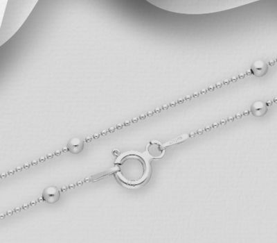 ITALIAN DELIGHT - 925 Sterling Silver Ball Chain, 2.6 mm Ball Width, Made in Italy