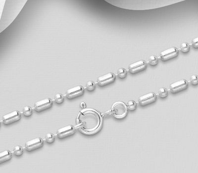 925 Sterling Silver Ball Chain,1.5 mm Wide, Made In Thailand.