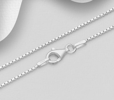 Malın səhifəsinə keç ITALIAN DELIGHT - 925 Sterling Silver Box (Venetian) Chain, 1 mm Wide, Made in Italy.