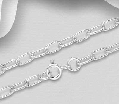 925 Sterling Silver Chain, 3.5 mm Wide, Made In Thailand.