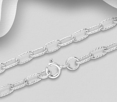 Malın səhifəsinə keç 925 Sterling Silver Chain, 3.5 mm Wide, Made In Thailand.