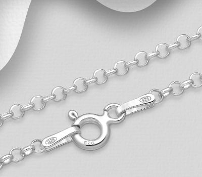 ITALIAN DELIGHT - 925 Sterling Silver Rollo Chain, 2 mm Wide, Made in Italy.