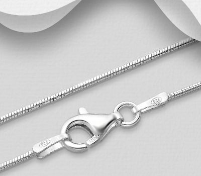 ITALIAN DELIGHT - 925 Sterling Silver Snake (Round) Chain, 1 mm Wide, Made in Italy.