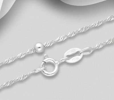 ITALIAN DELIGHT - 925 Sterling Silver Ball Rope Chain, 2 mm Wide, Made in Italy.