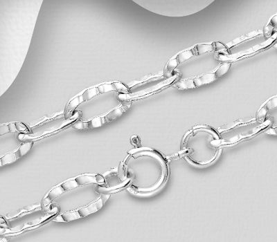 925 Sterling Silver Rollo Chain, 5.5 mm Wide, Made In Thailand.