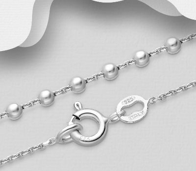 ITALIAN DELIGHT - 925 Sterling Silver Ball Chain, 2.5 mm Wide, Made in Italy.