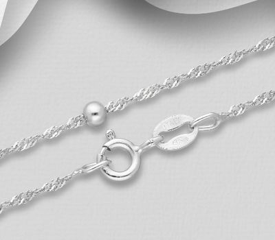 ITALIAN DELIGHT - 925 Sterling Silver Ball Rope Chain, 2 mm Wide, Made in Italy.