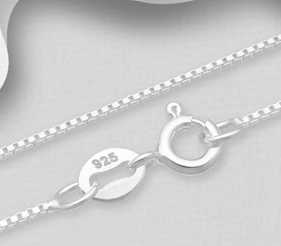 ITALIAN DELIGHT - 925 Sterling Silver Box (Venetian) Chain, 0.7 mm Wide, Made in Italy.