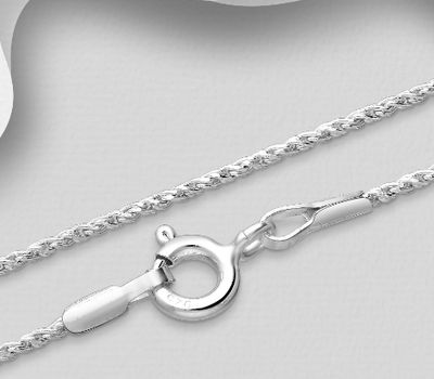 925 Sterling Silver Giotto Chain, 1 mm Wide, Made In Thailand.