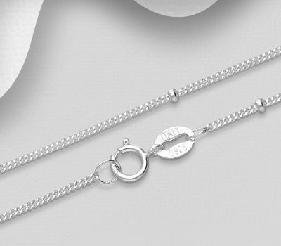 Malın səhifəsinə keç ITALIAN DELIGHT - 925 Sterling Silver Ball Chain, 1.5 mm Wide, Made in Italy.