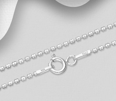 ITALIAN DELIGHT - 925 Sterling Silver Bead Chain, 1.2 mm Wide, Made in Italy.
