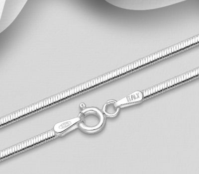 925 Sterling Silver Omega Chain, 3 mm Wide, Made In Italy.