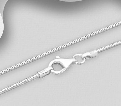 ITALIAN DELIGHT - 925 Sterling Silver Snake (Round) Chain, 1.4 mm Wide, Made in Italy.