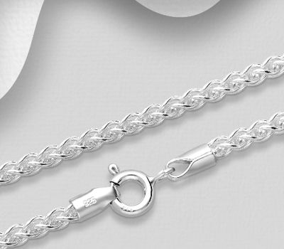 925 Sterling Silver Rope Chain, 2 mm Wide, Made In Thailand.