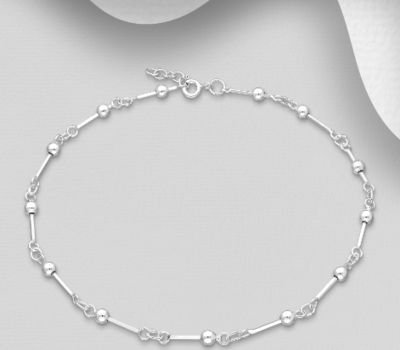Şəkli böyütmək üçün tiklayın 925 Sterling Silver Ball Anklet