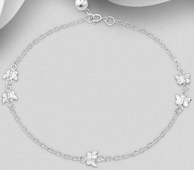 925 Sterling Silver Butterfly Anklet