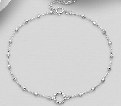 925 Sterling Silver Ball Beads Anklet