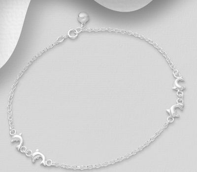Şəkli böyütmək üçün tiklayın 925 Sterling Silver Dolphin Anklet