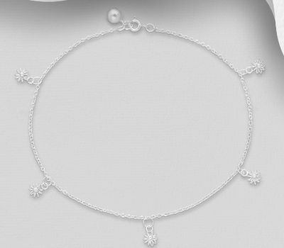 Şəkli böyütmək üçün tiklayın 925 Sterling Silver Bell Anklet
