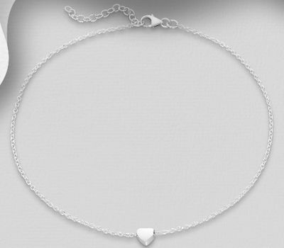 925 Sterling Silver Heart Anklet