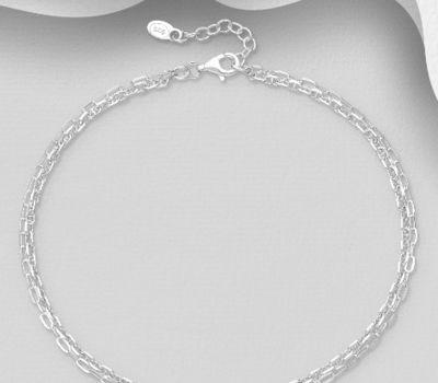 Şəkli böyütmək üçün tiklayın 925 Sterling Silver Layered Cable Anklet