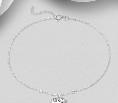 925 Sterling Silver Ball and Elephant Anklet