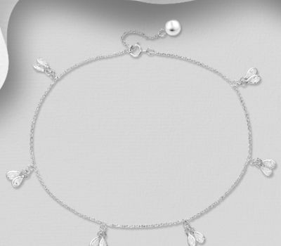 925 Sterling Silver Anklet Decorated With CZ
